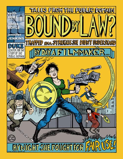 Cover of comic, superhero with video camera and creative commons shield. Clicking takes you to comic site.